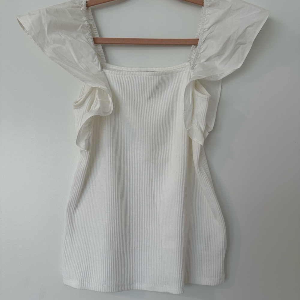 a new day White Ruffled Blouse